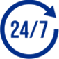 A blue and black logo with the number 2 4.