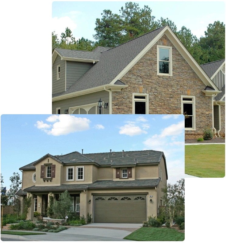 A house with two different types of houses.